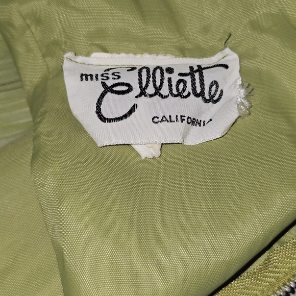 MISS ELLIETTE CALIFORNIA Vintage Chiffon Pleated With Lace Green‎ Size XS Lot CC - Picture 9 of 15